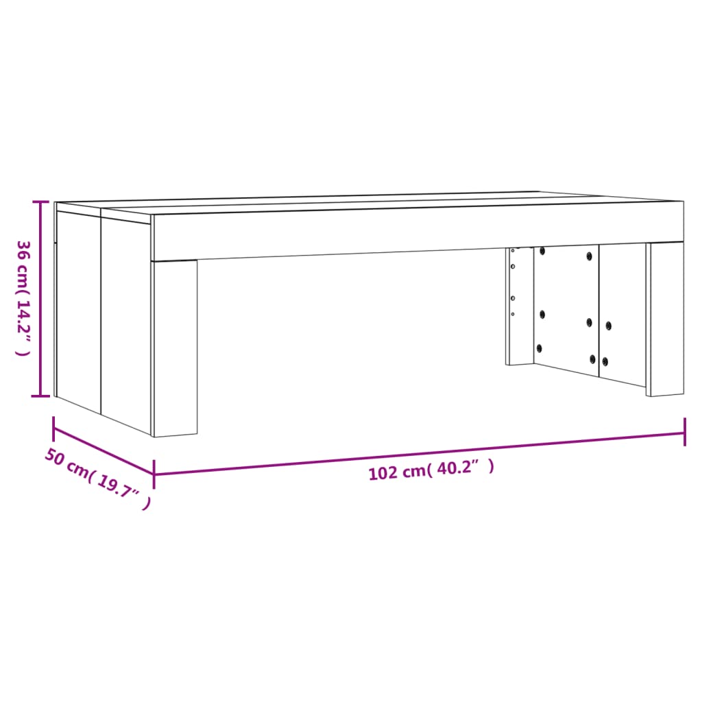 Coffee Table Smoked Oak 102x50x36 cm Engineered Wood