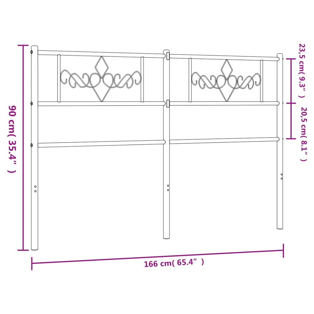 Metal Headboard White 160 cm