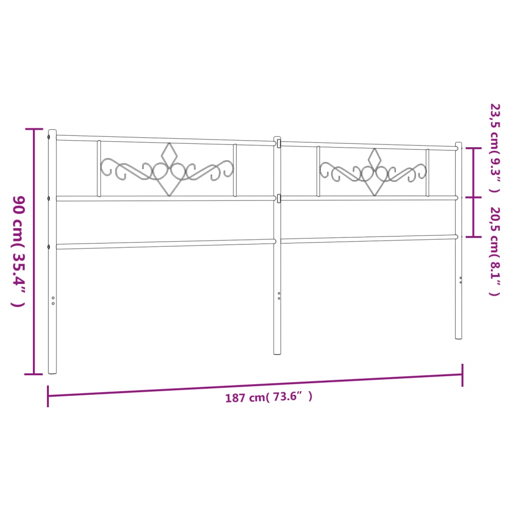 Metal Headboard White 180 cm