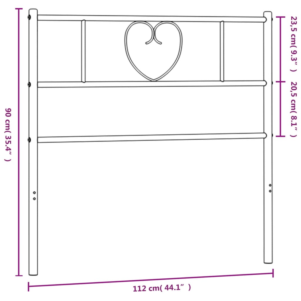 Metal Headboard Black 107 cm