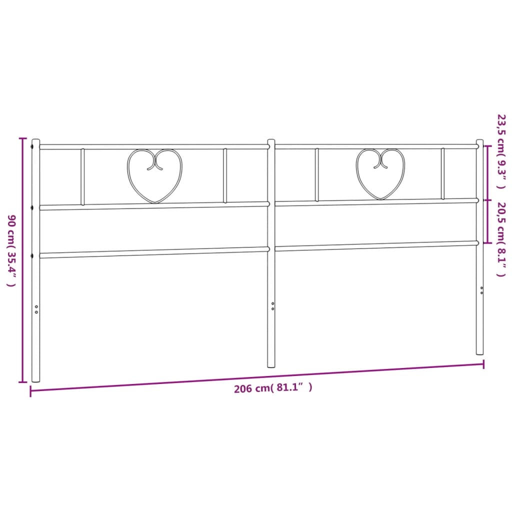 Metal Headboard Black 200 cm