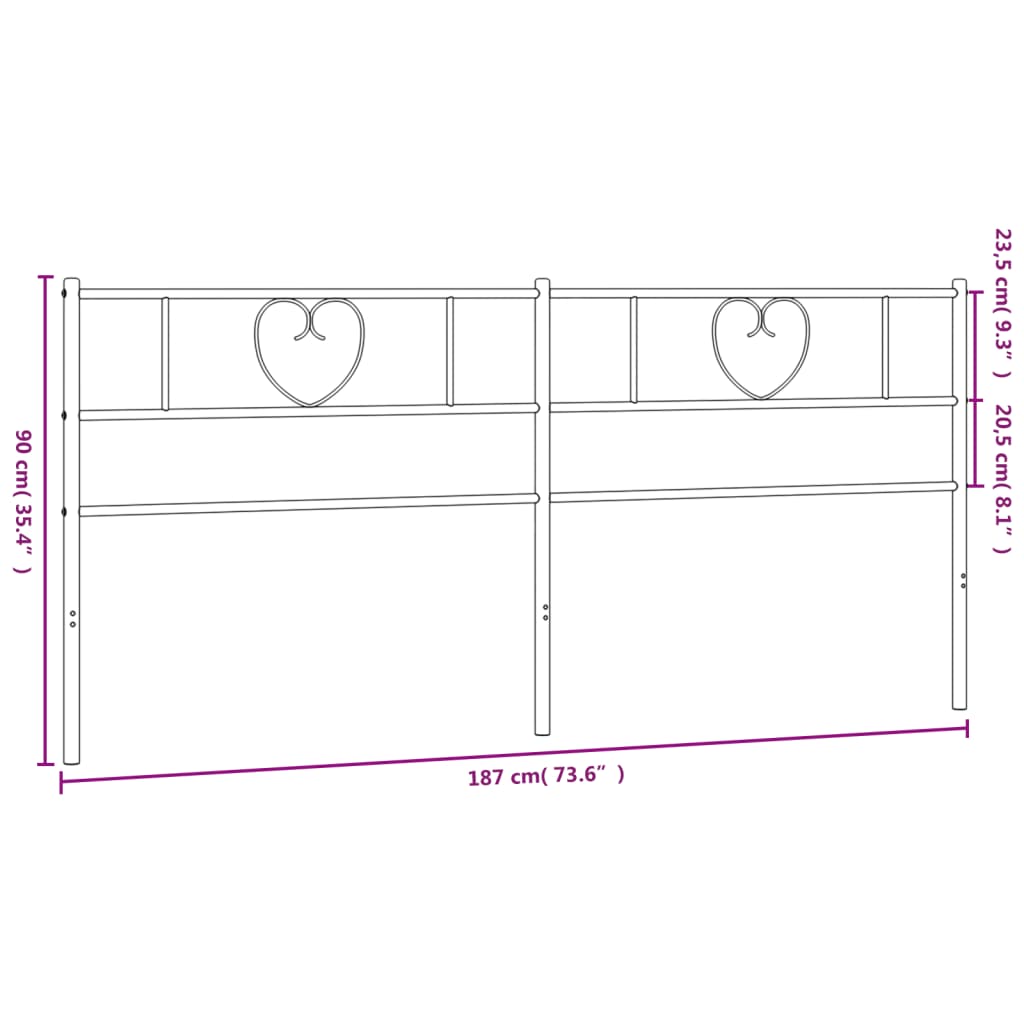 Metal Headboard White 180 cm