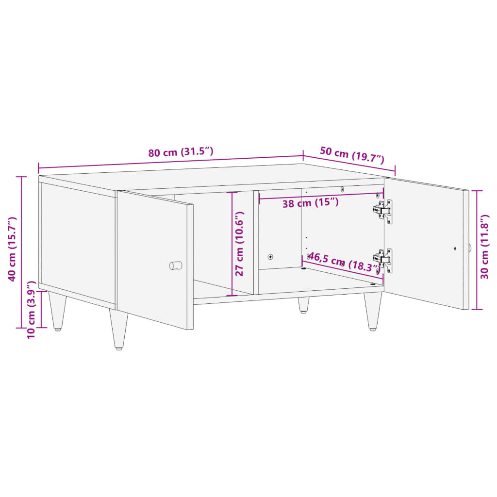 Coffee Table 80x50x40 cm Solid Wood Mango