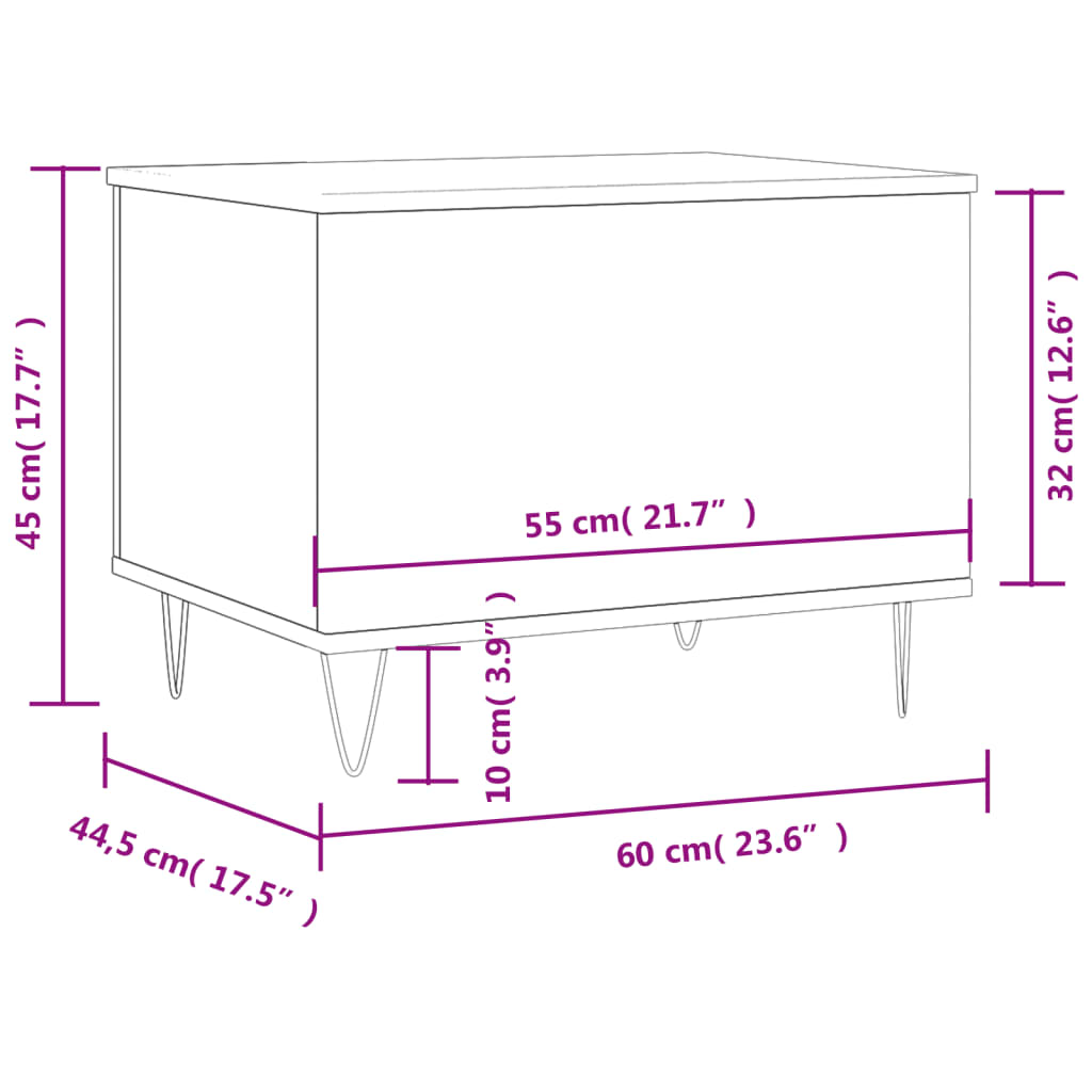 Coffee Table Sonoma Oak 60x44.5x45 cm Engineered Wood