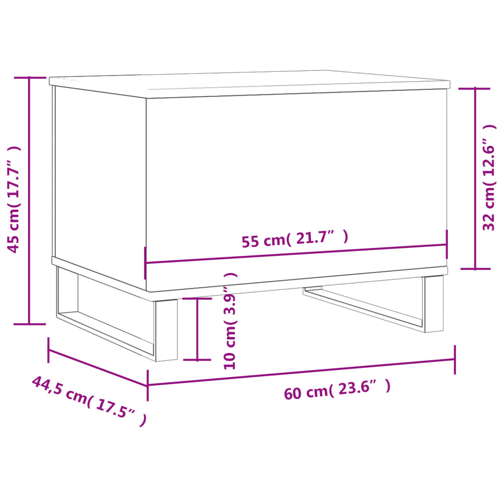 Coffee Table White 60x44.5x45 cm Engineered Wood