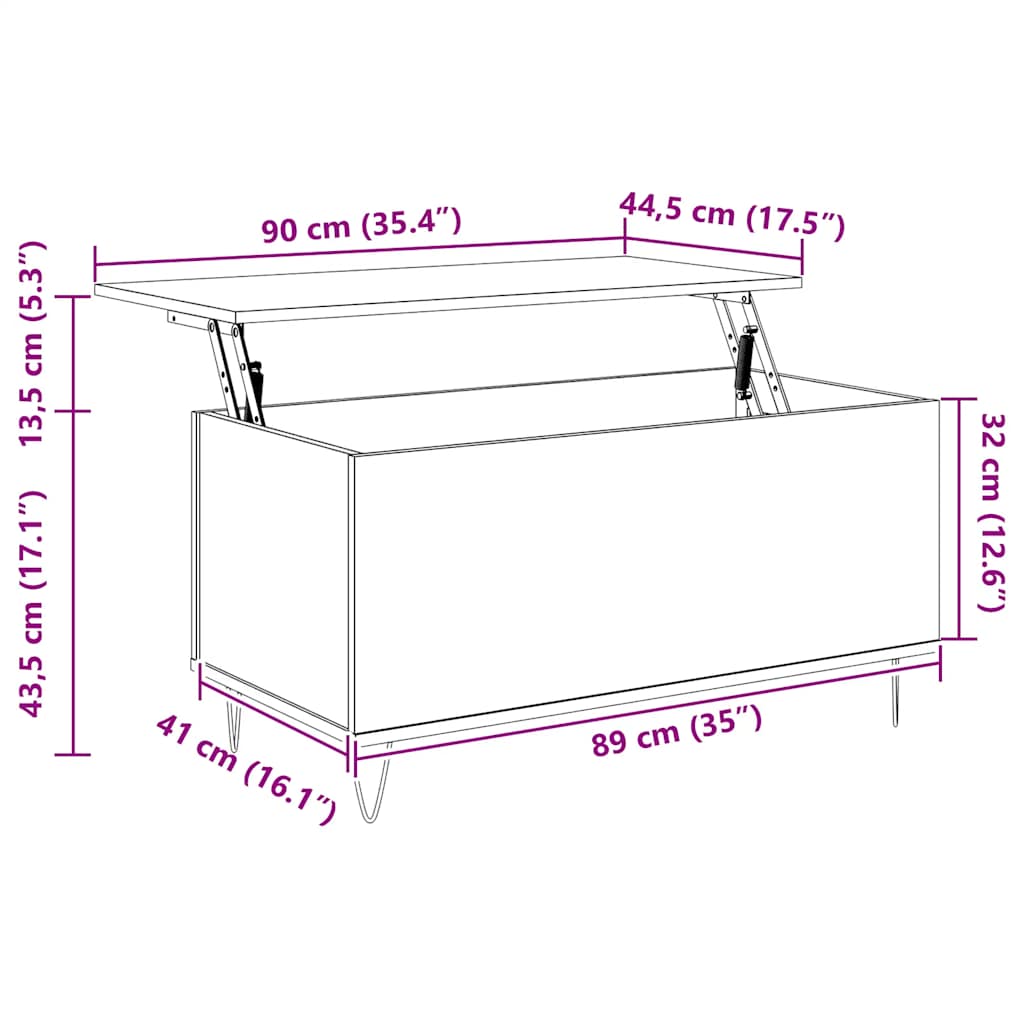 Coffee Table Black 90x44.5x45 cm Engineered Wood