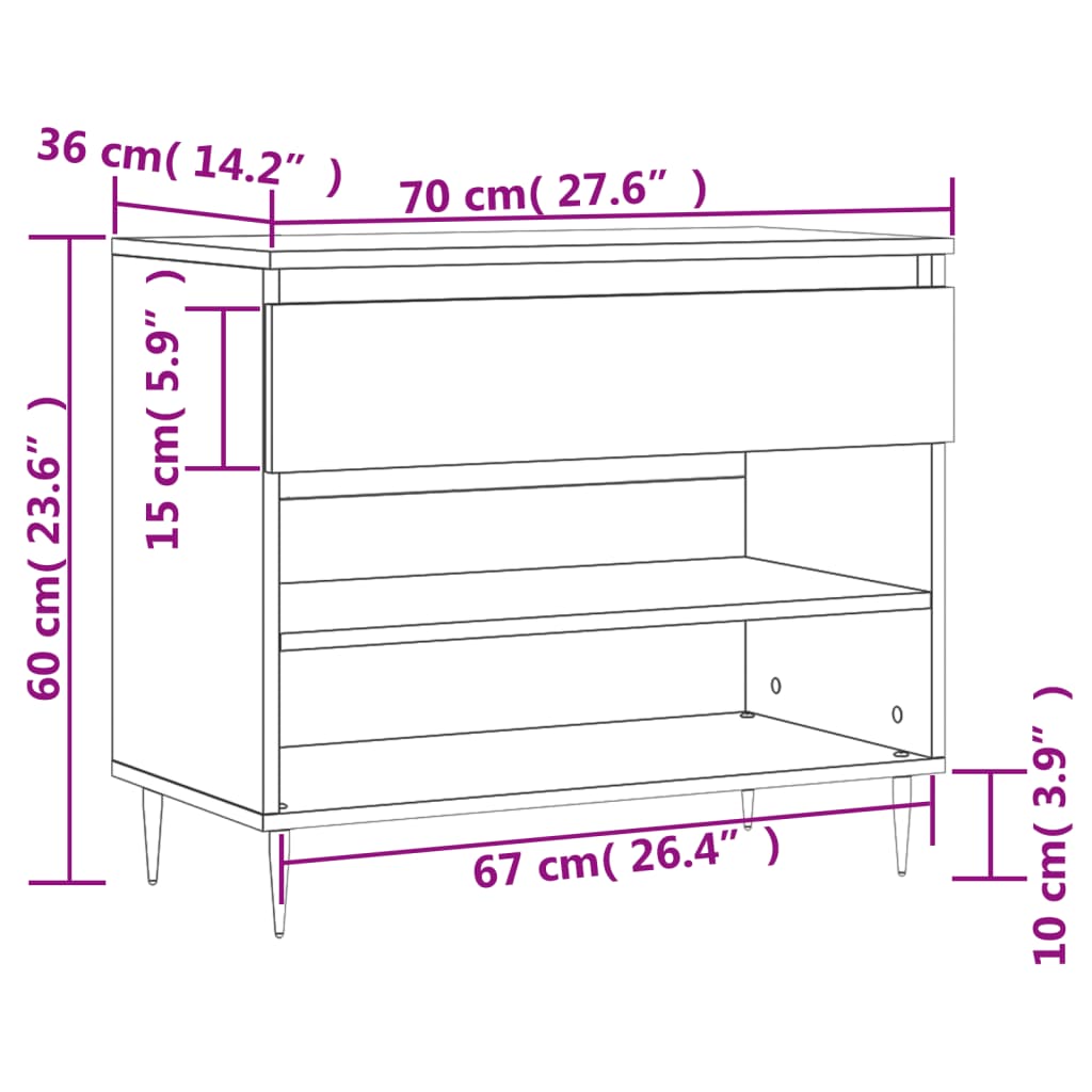 Shoe Cabinet White 70x36x60 cm Engineered Wood