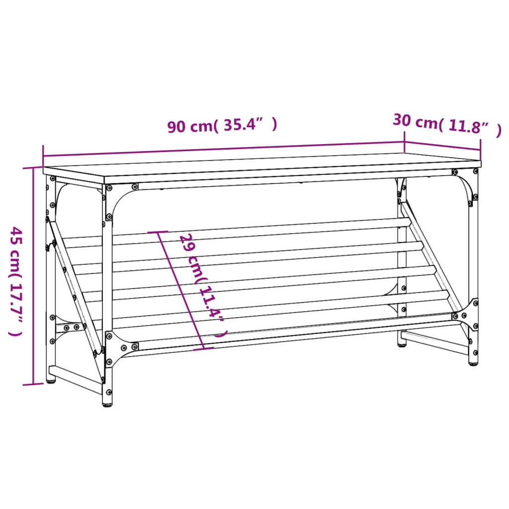 Shoe Rack Grey Sonoma 90x30x45 cm Engineered Wood