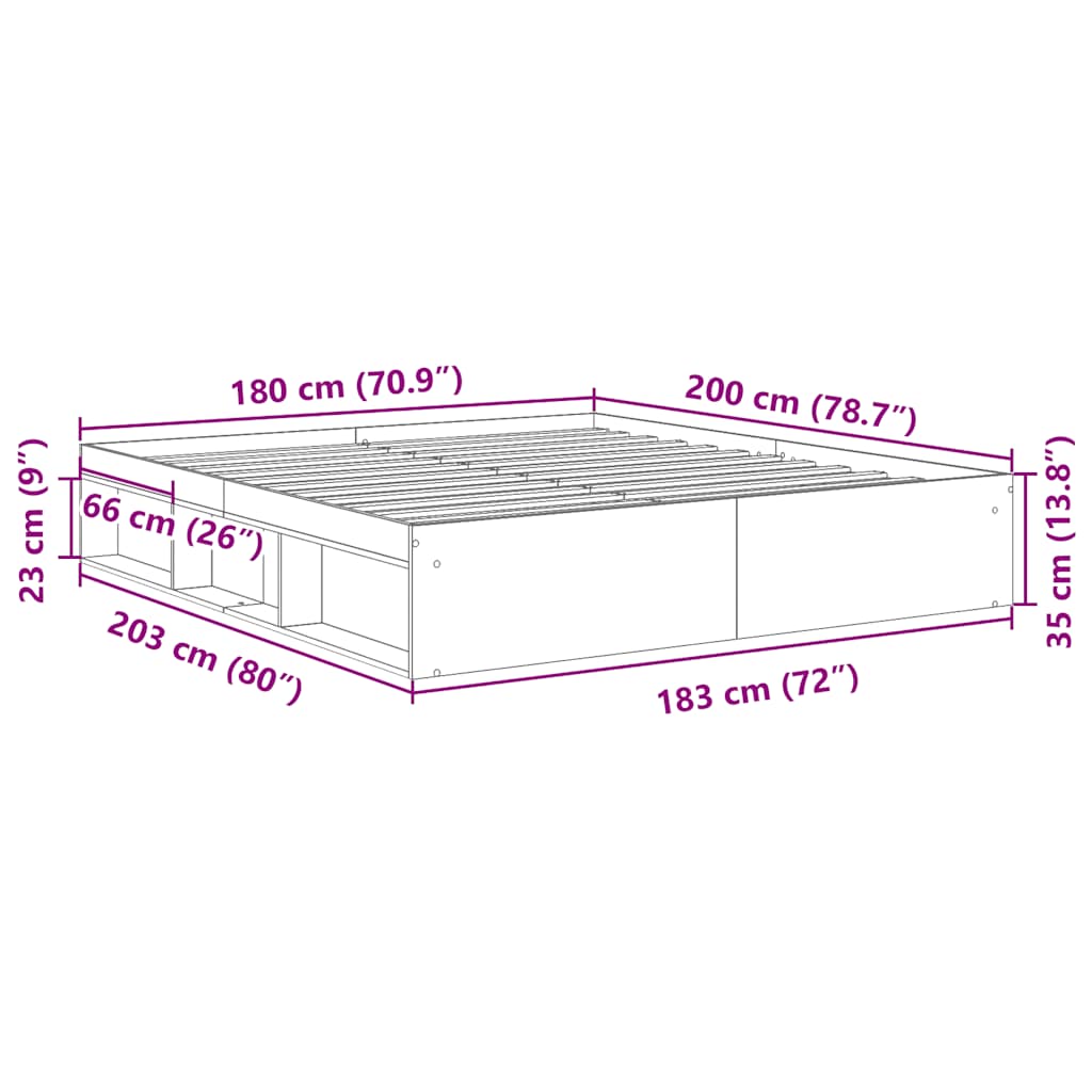 Bed Frame without Mattress Smoked Oak 180x200 cm Super King Super King Size