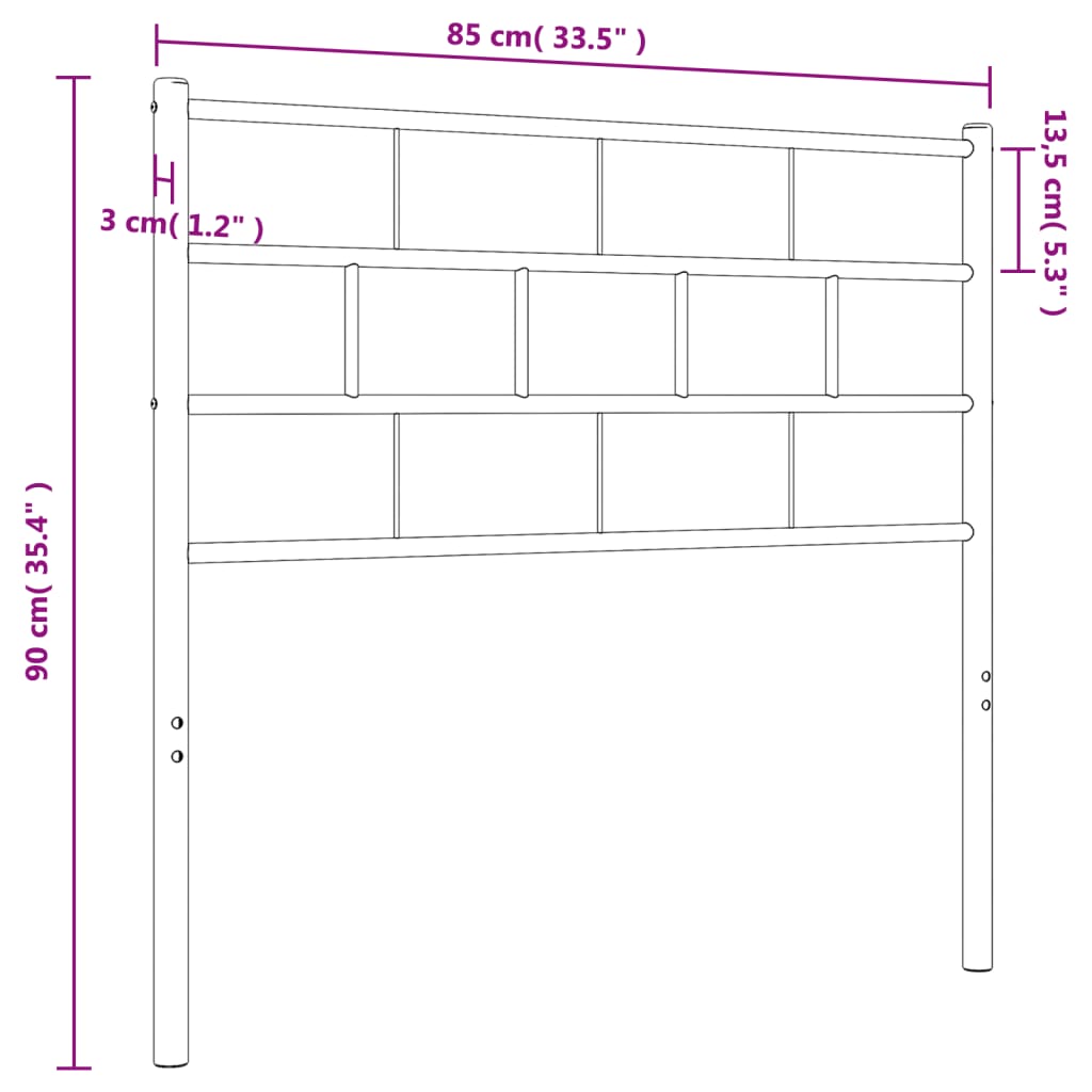 Metal Headboard Black 80 cm