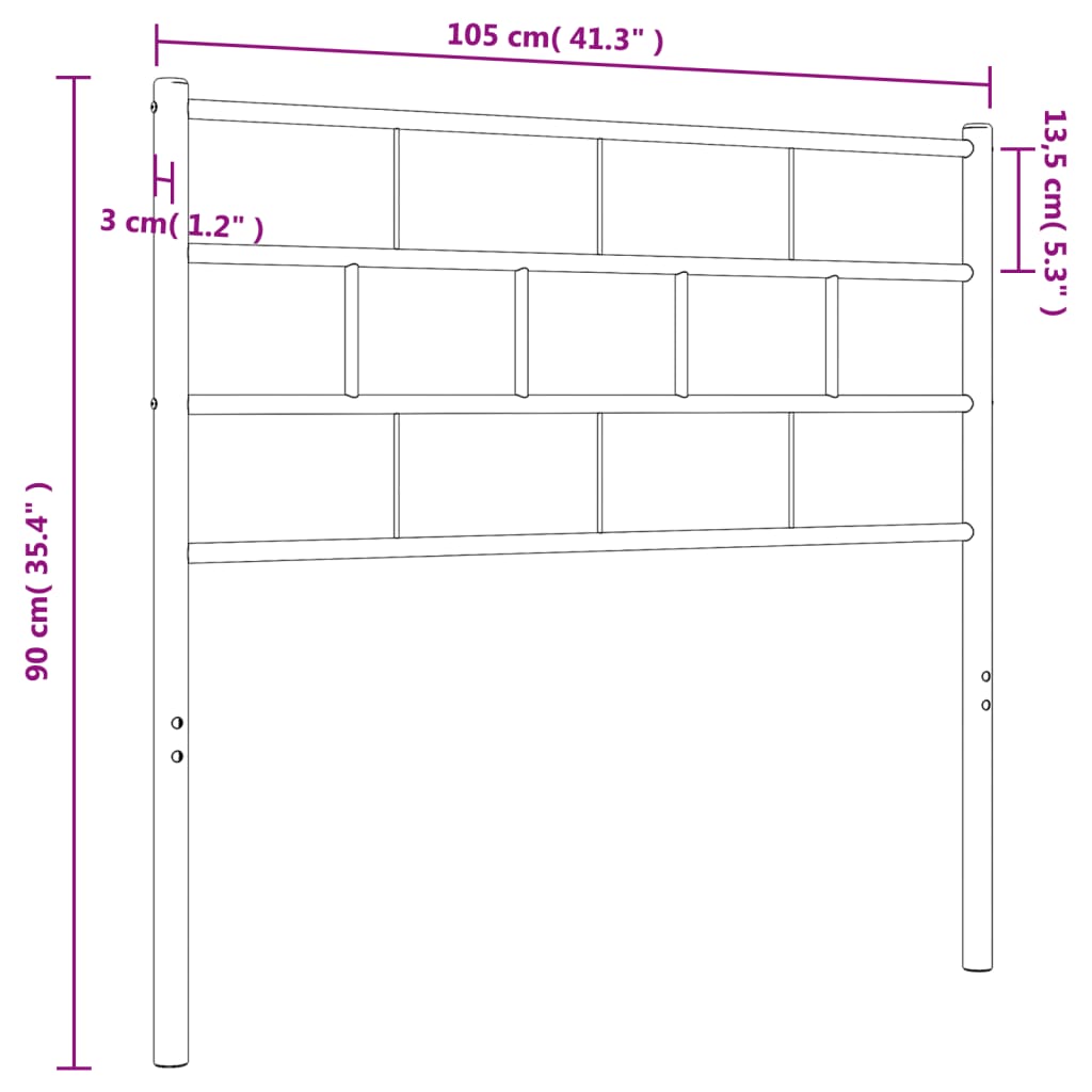 Metal Headboard Black 100 cm