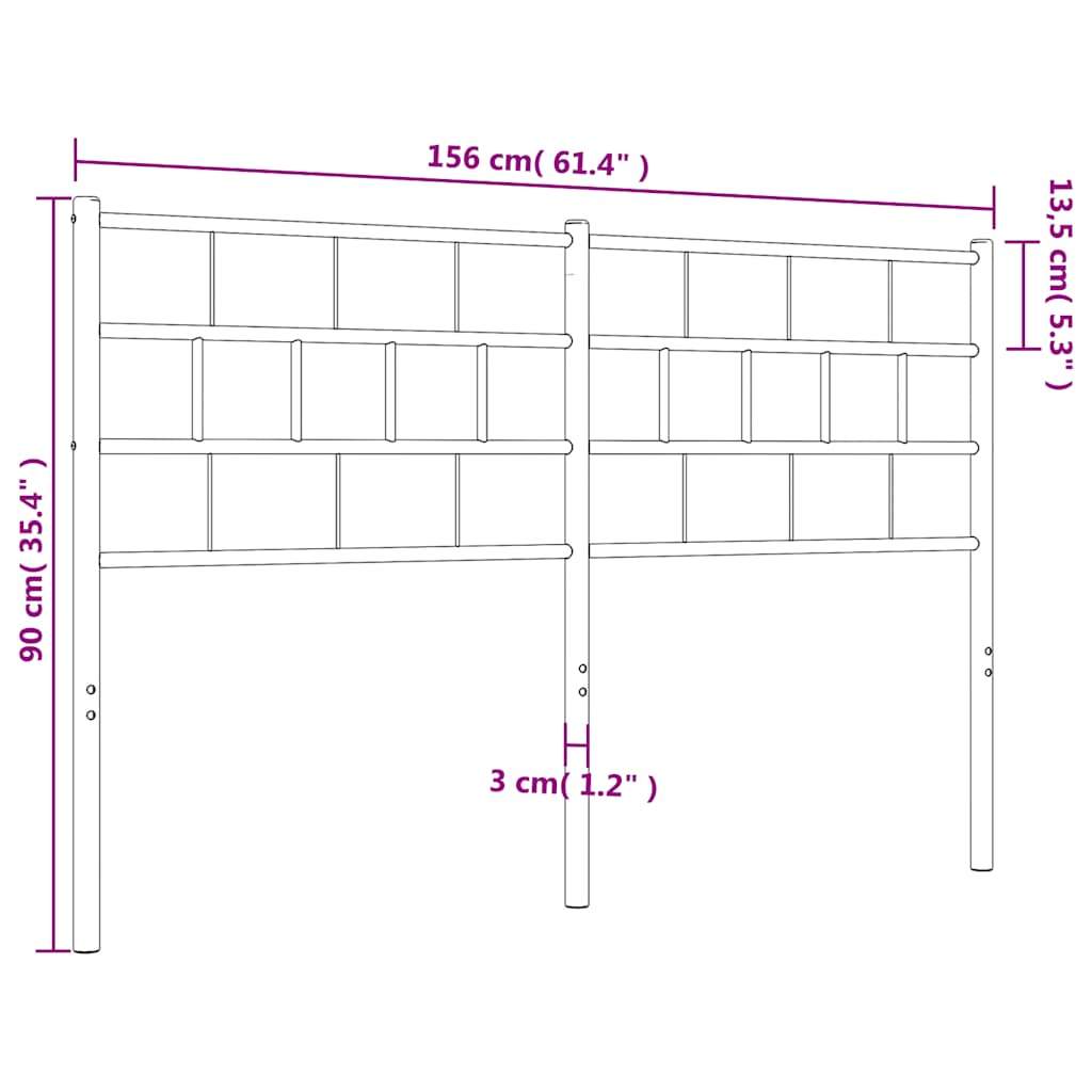 Metal Headboard Black 150 cm