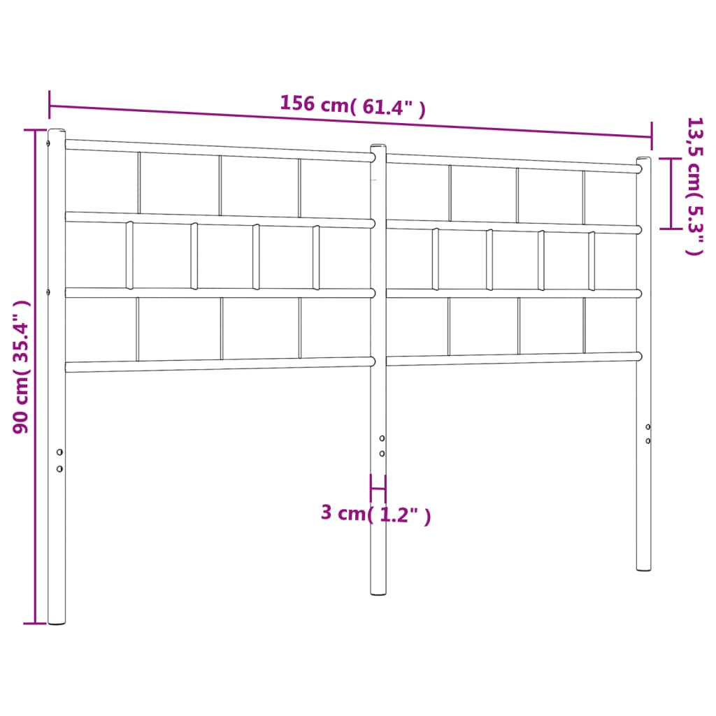Metal Headboard White 150 cm