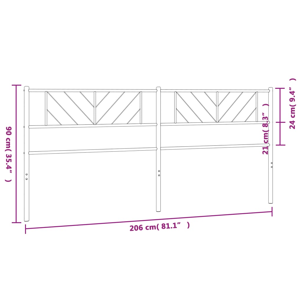 Metal Headboard Black 200 cm