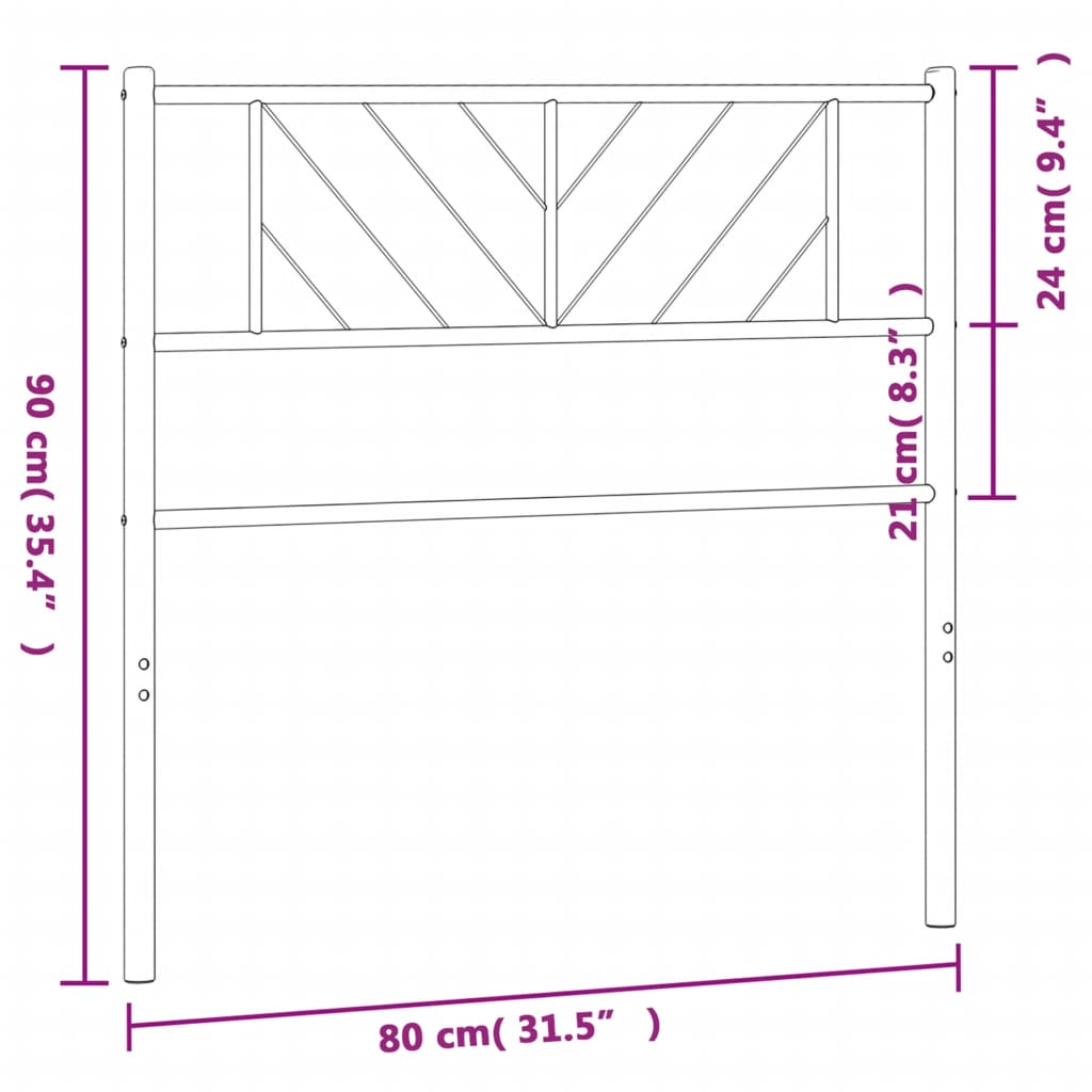 Metal Headboard White 75 cm
