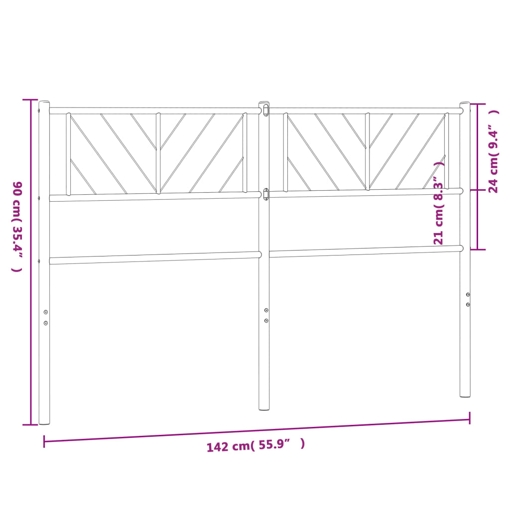 Metal Headboard White 135 cm