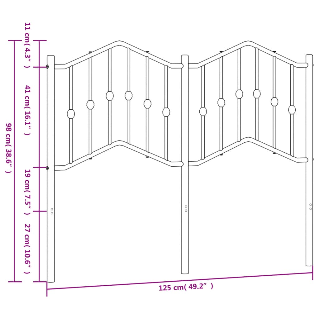 Metal Headboard White 120 cm