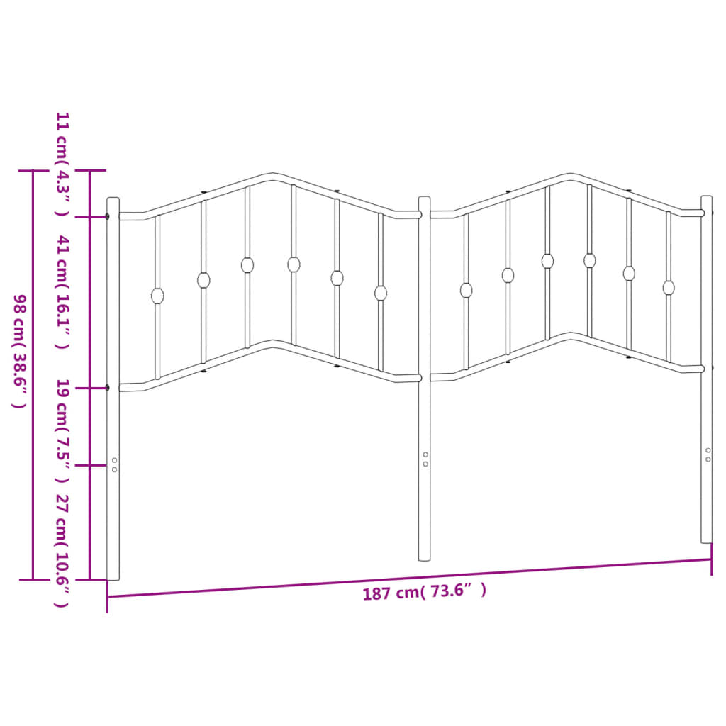 Metal Headboard White 180 cm