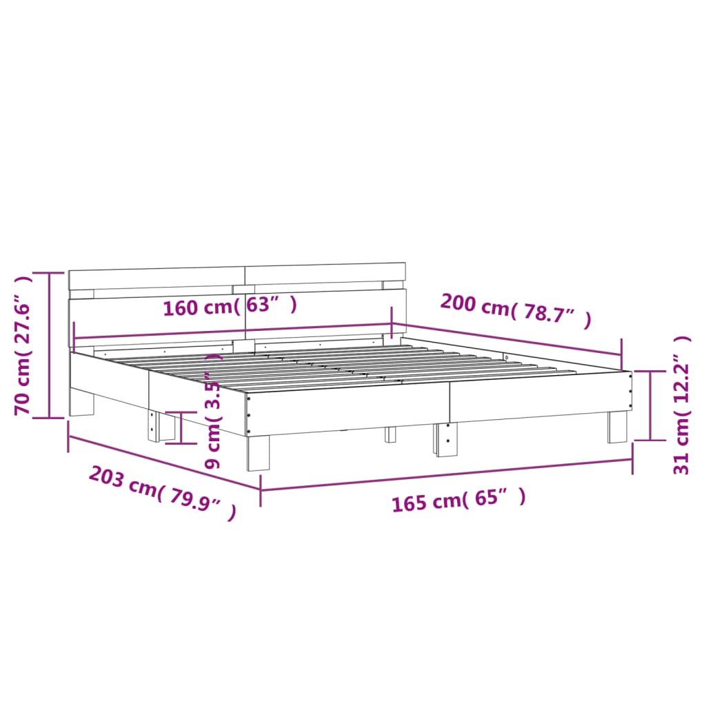 Modern Wooden Queen Size 1.6m Bed Frame Base With Headboard Wood Beds