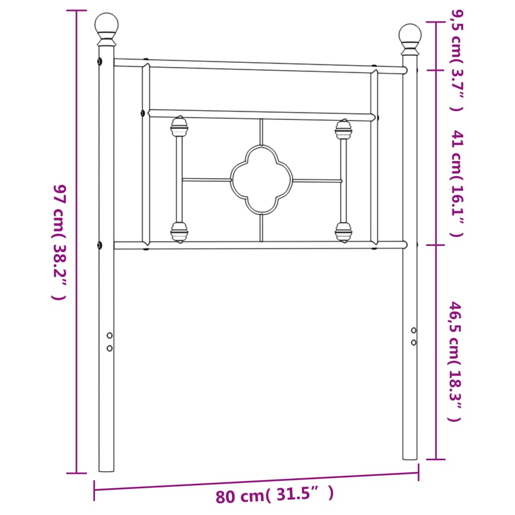 Metal Headboard White 75 cm