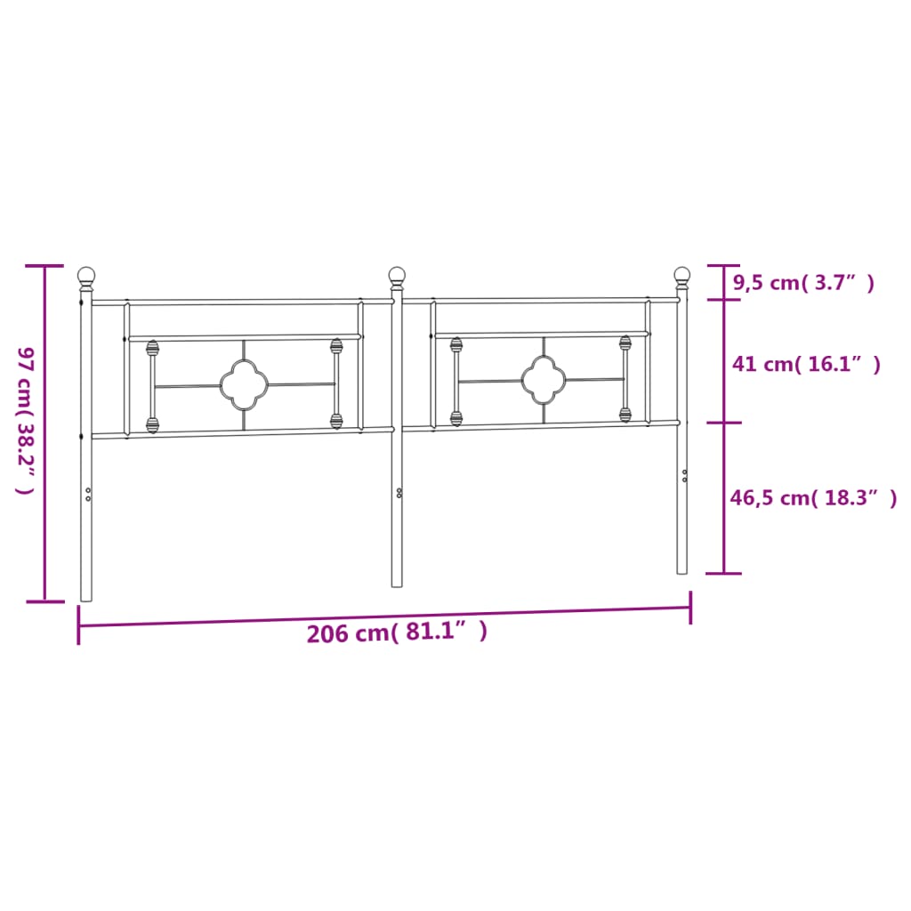 Metal Headboard White 200 cm