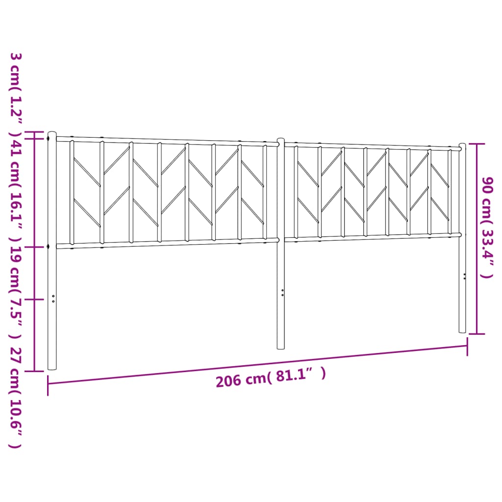 Metal Headboard Black 200 cm