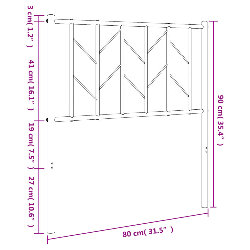 Metal Headboard White 75 cm