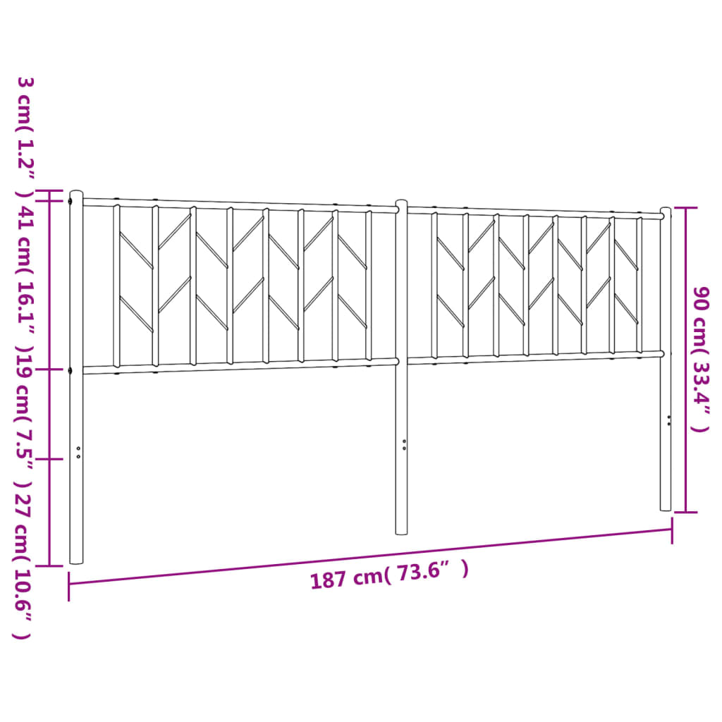 Metal Headboard White 180 cm