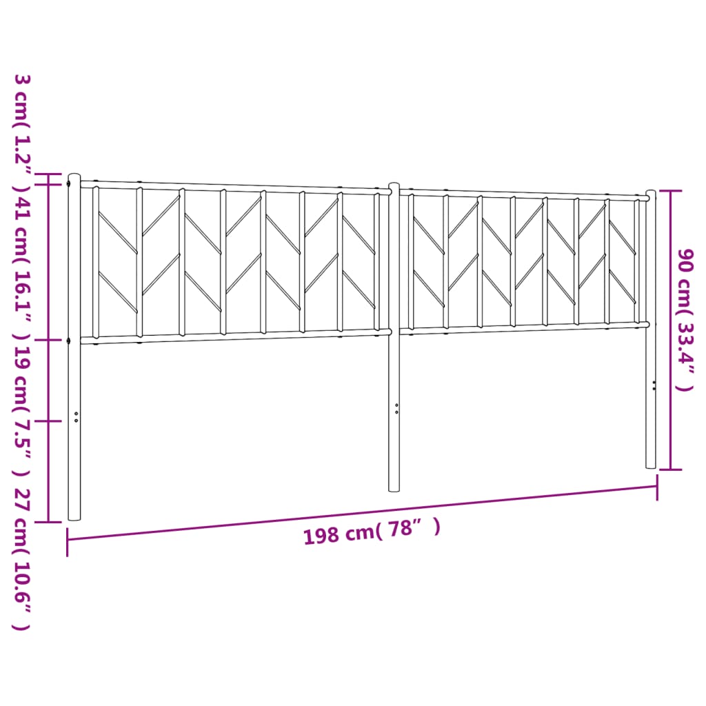 Metal Headboard White 193 cm
