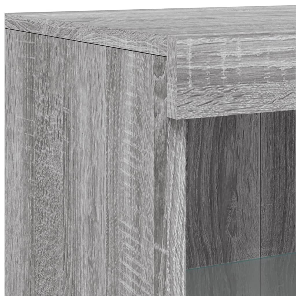 Sideboard with LED Lights Grey Sonoma 181.5x37x100 cm