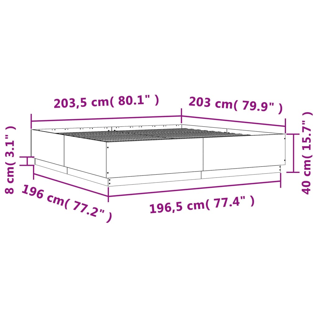 Bed Frame without Mattress Sonoma Oak 200x200 cm