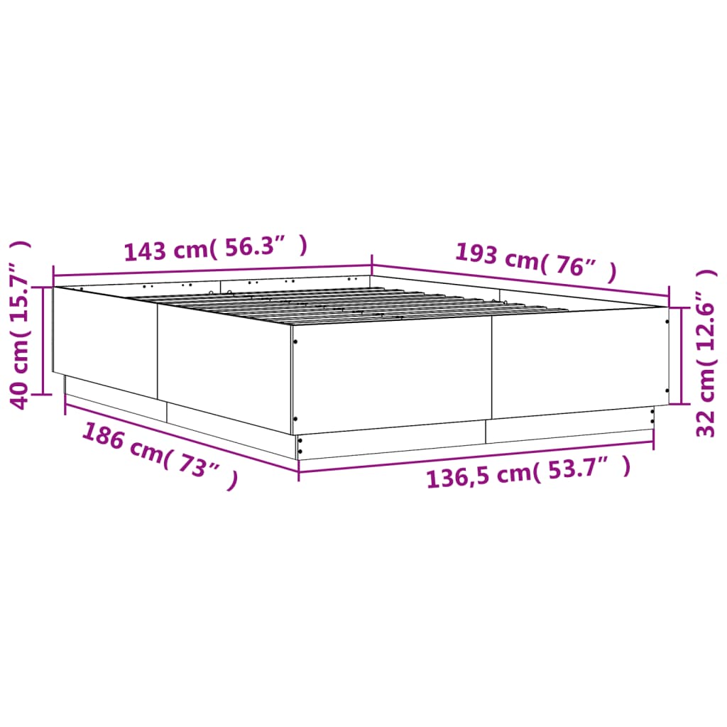 Bed Frame without Mattress Smoked Oak 140x190 cm