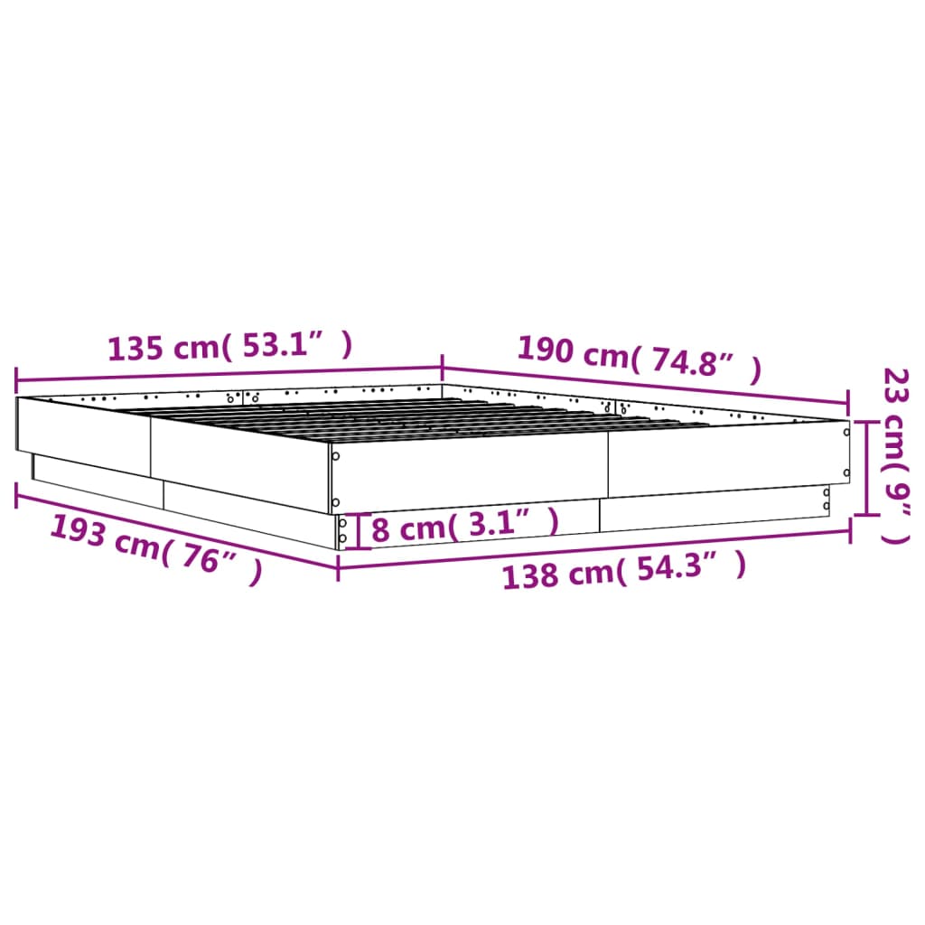Modern Wooden Double Size 135cm Bed Frame Base Sturdy Wood Beds