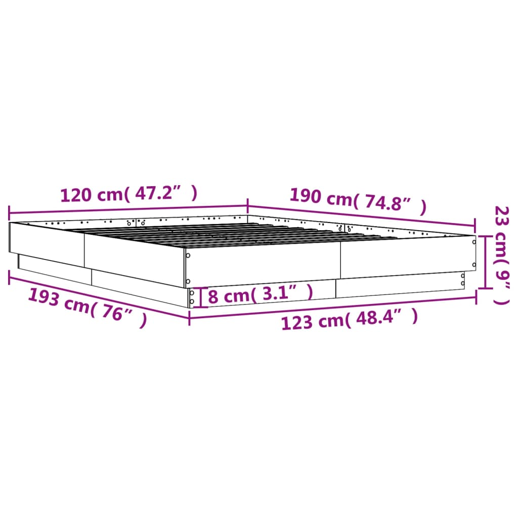 Bed Frame without Mattress White 120x190 cm Small Double