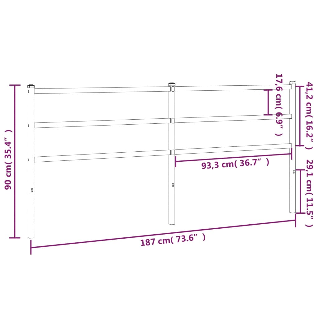 Metal Headboard Black 180 cm