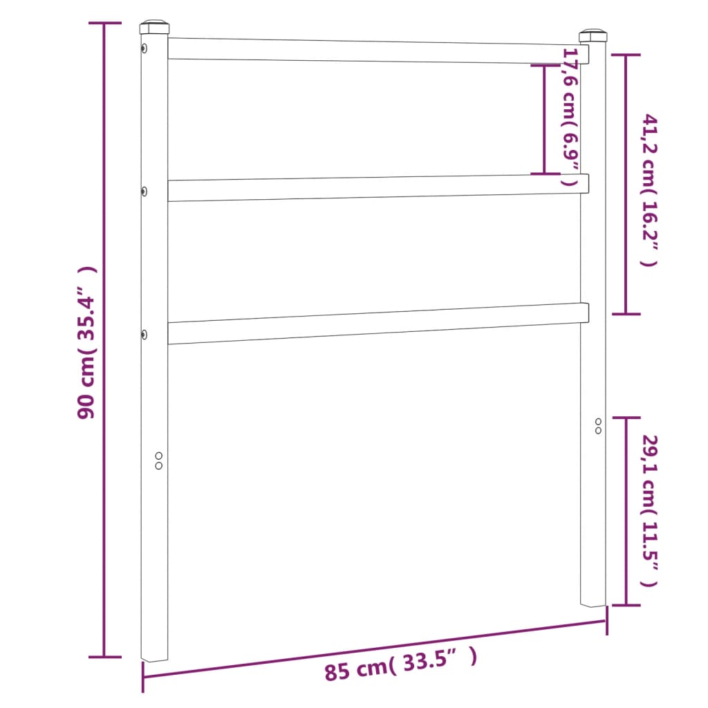 Metal Headboard White 80 cm