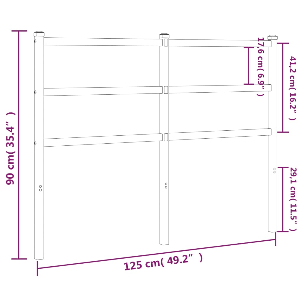 Metal Headboard White 120 cm