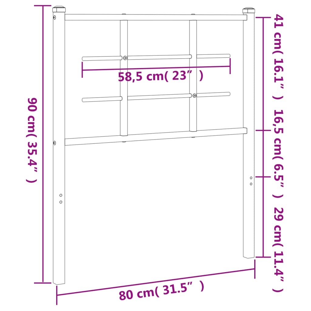 Metal Headboard Black 75 cm