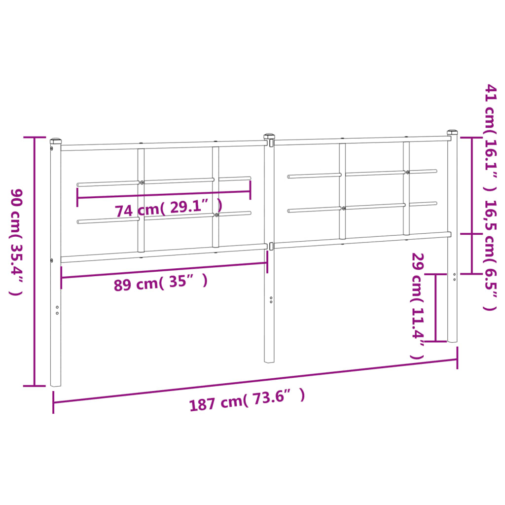 Metal Headboard Black 180 cm