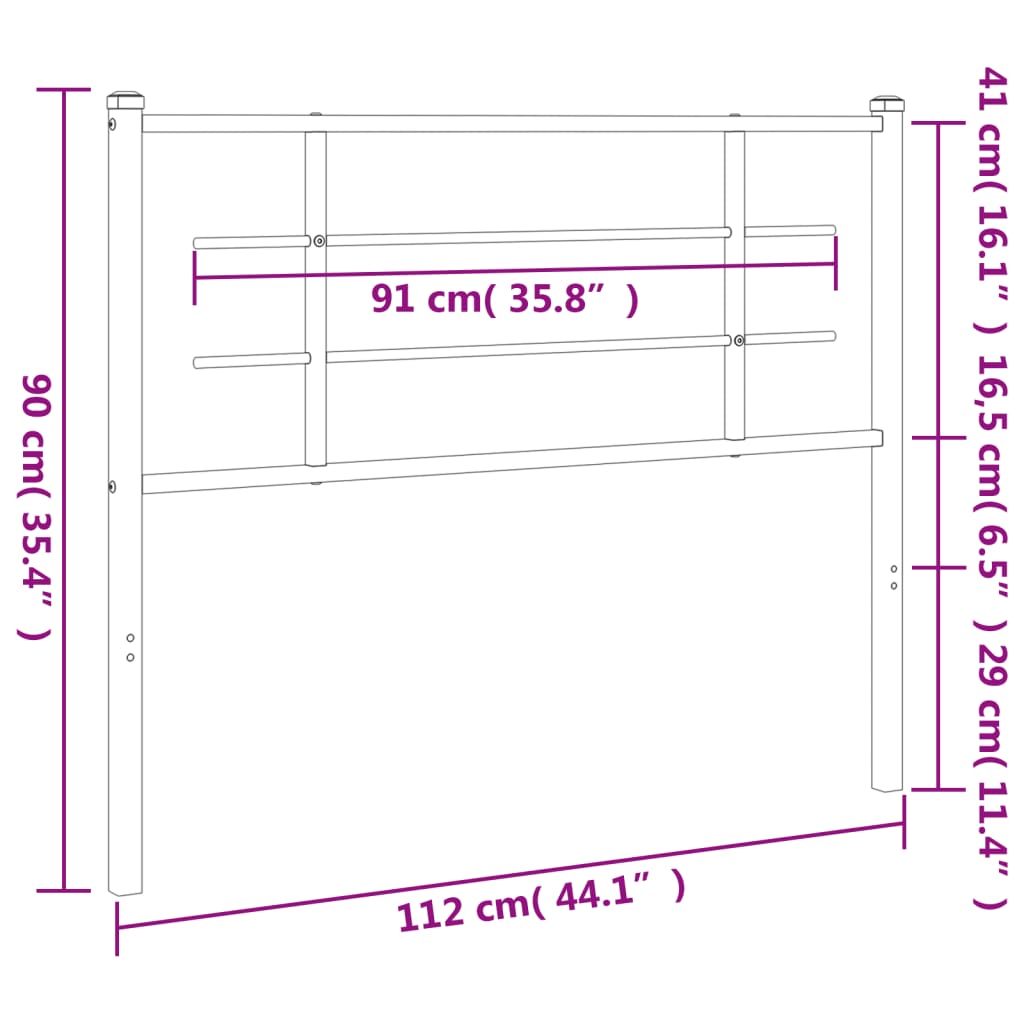 Metal Headboard White 107 cm