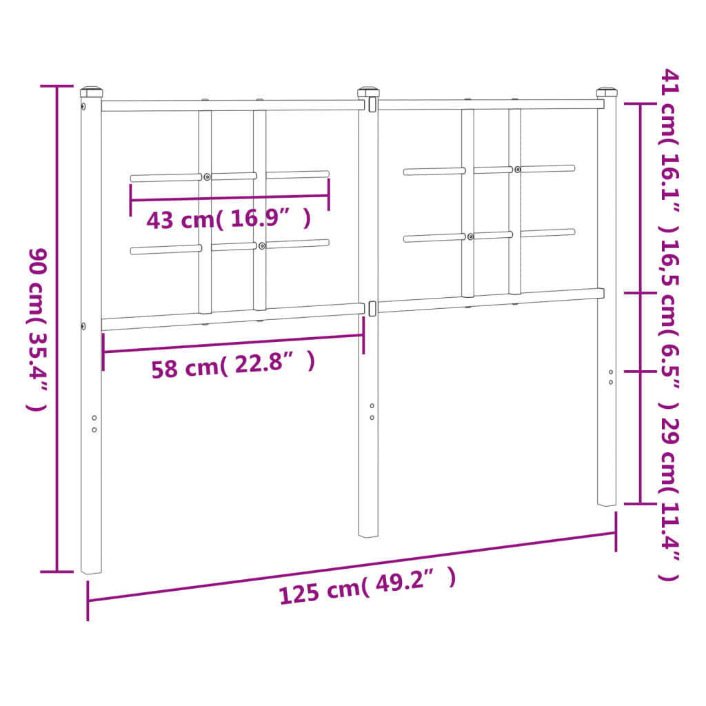 Metal Headboard White 120 cm