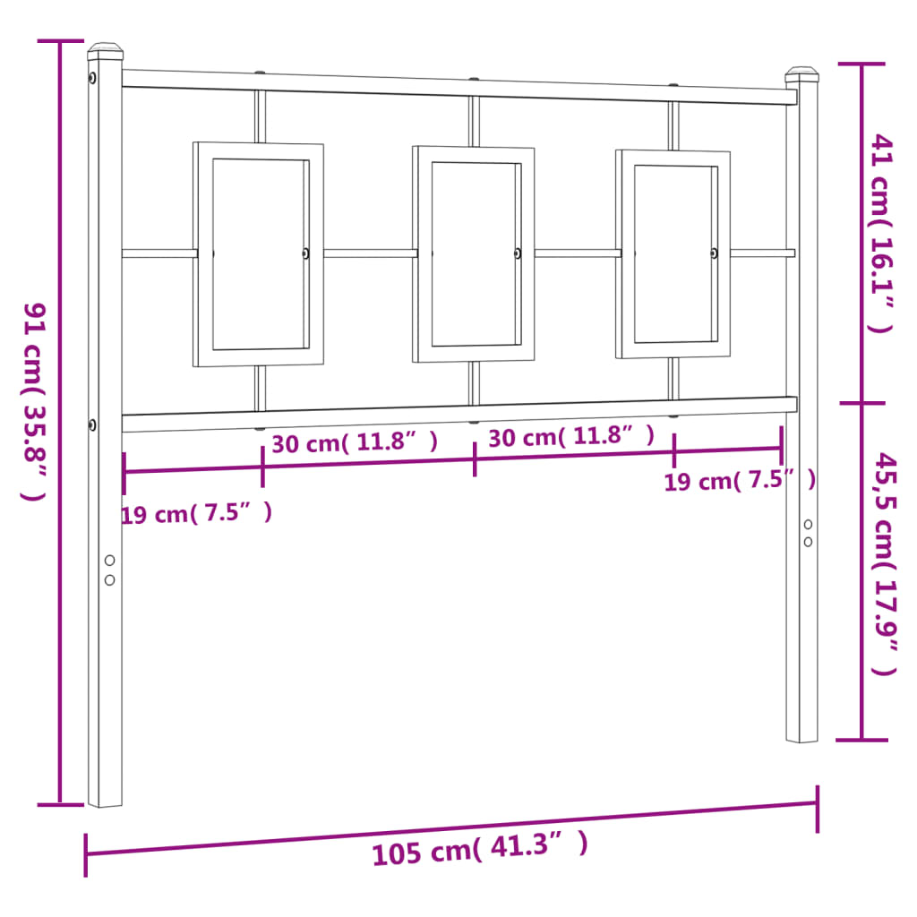 Metal Headboard Black 100 cm