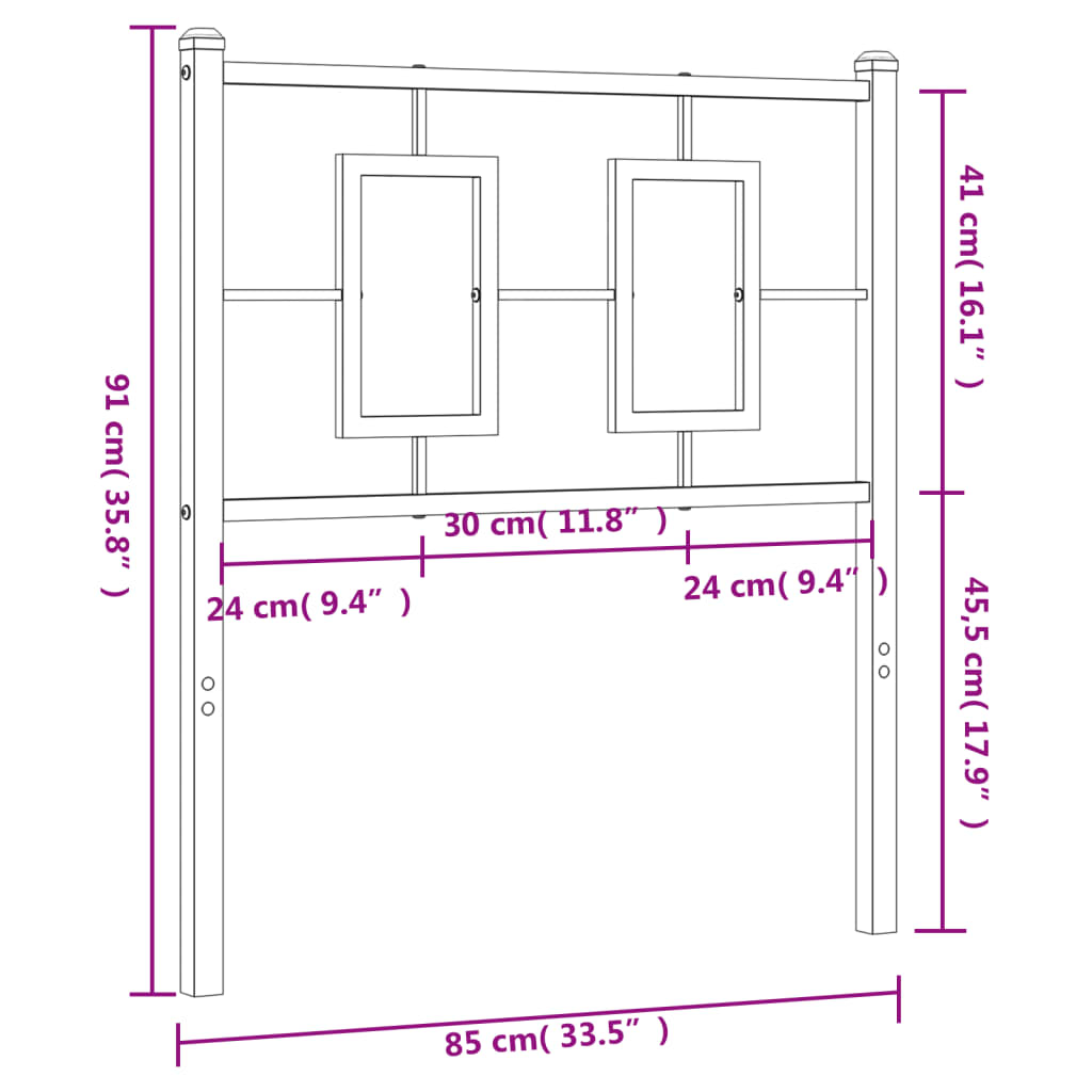Metal Headboard White 80 cm