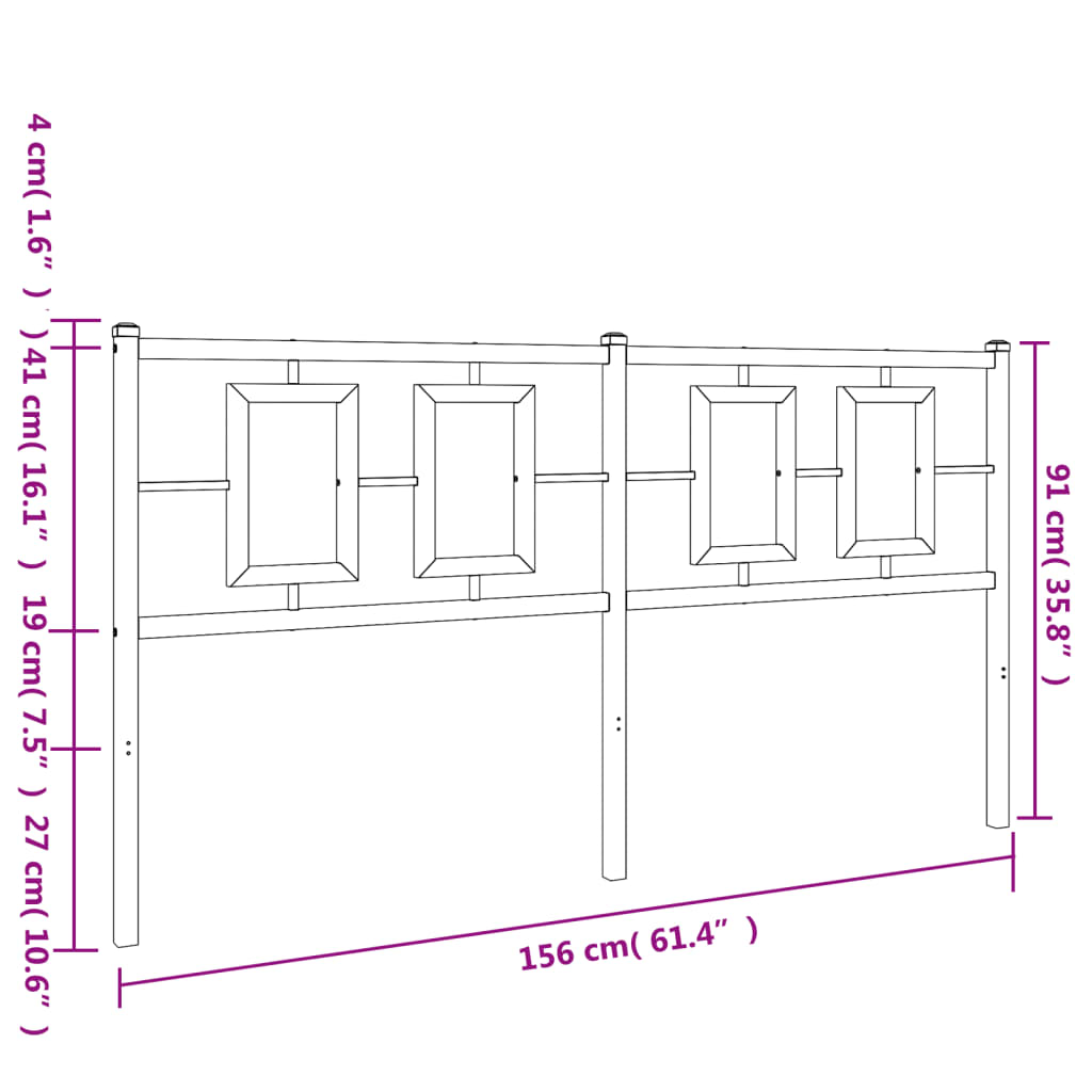 Metal Headboard White 150 cm