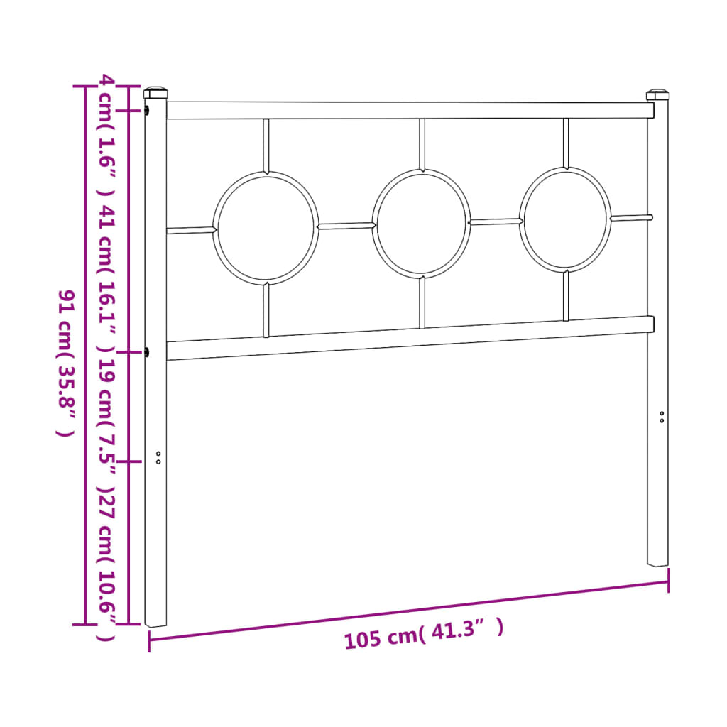 Metal Headboard Black 100 cm