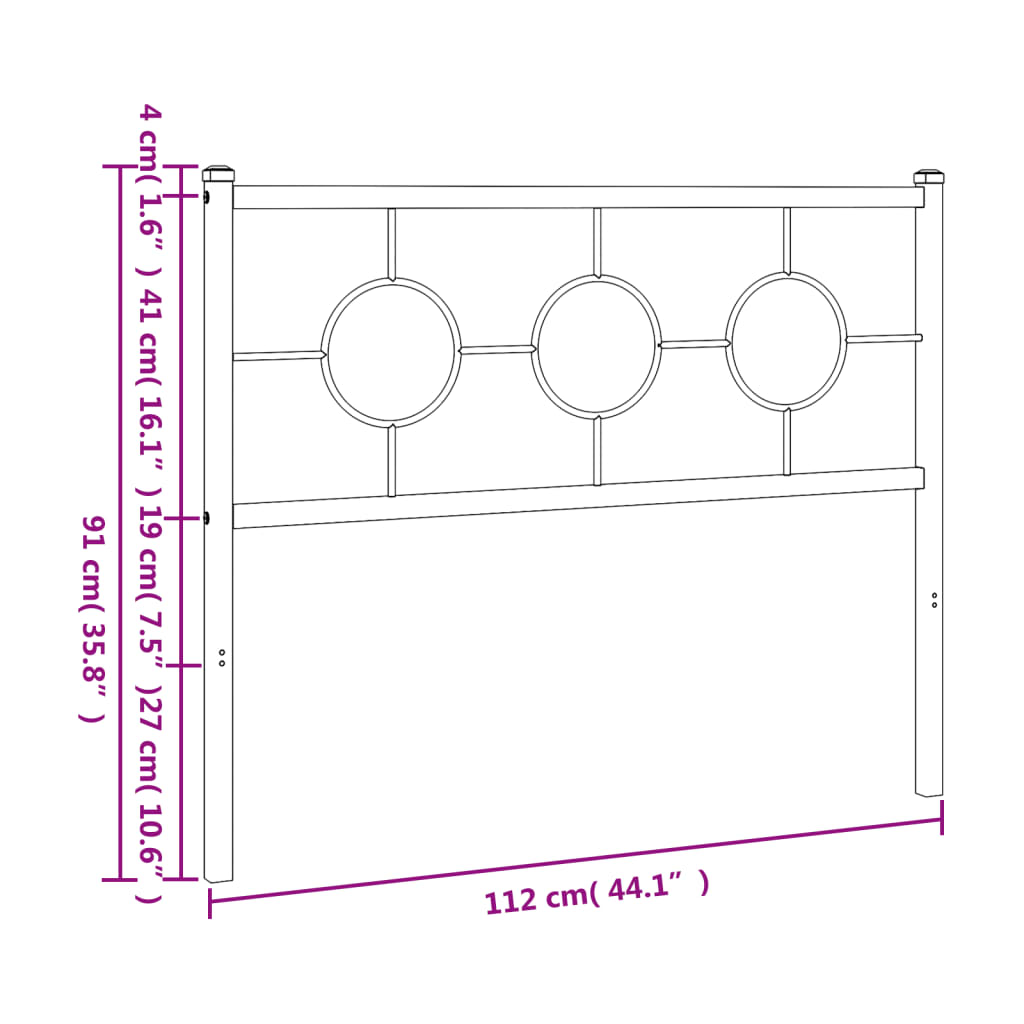 Metal Headboard Black 107 cm