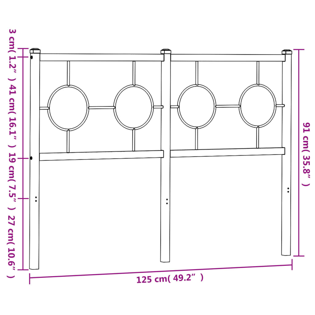 Metal Headboard Black 120 cm