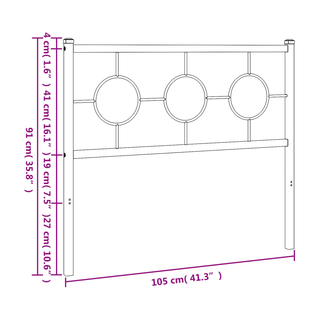 Metal Headboard White 100 cm