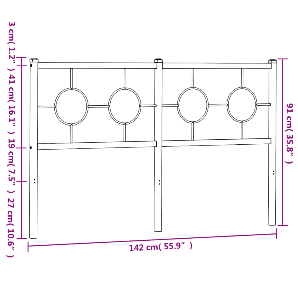 Metal Headboard White 135 cm