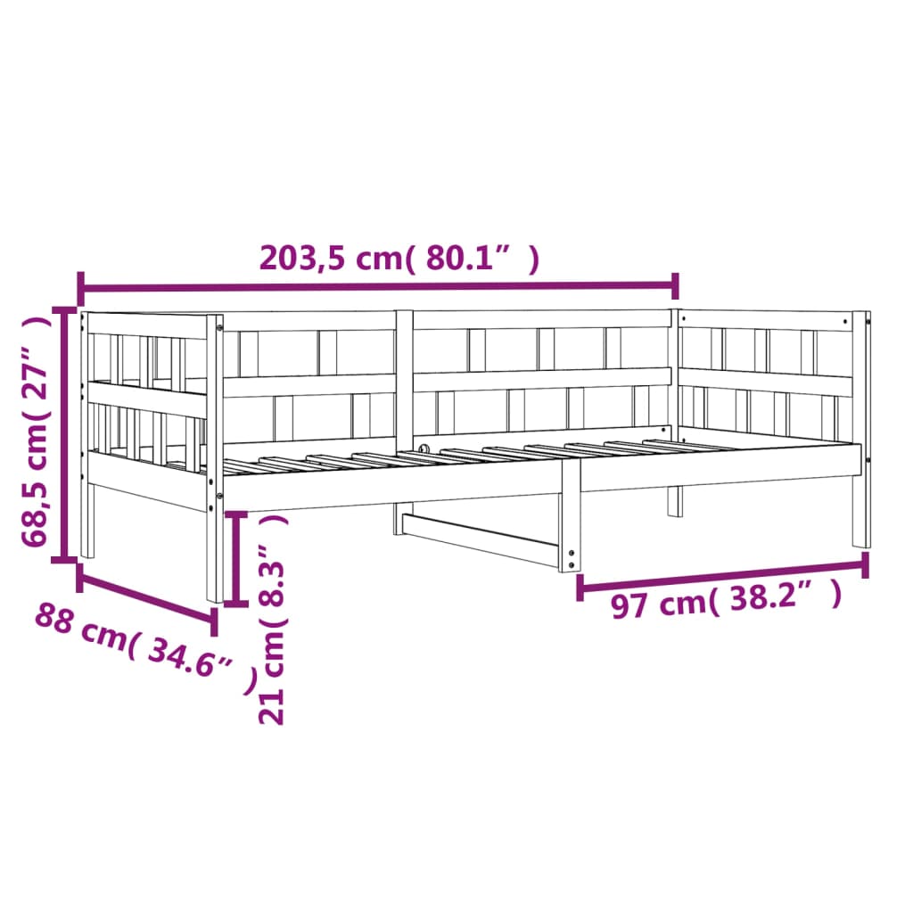 Day Bed without Mattress Wax Brown 80x200 cm Solid Wood Pine